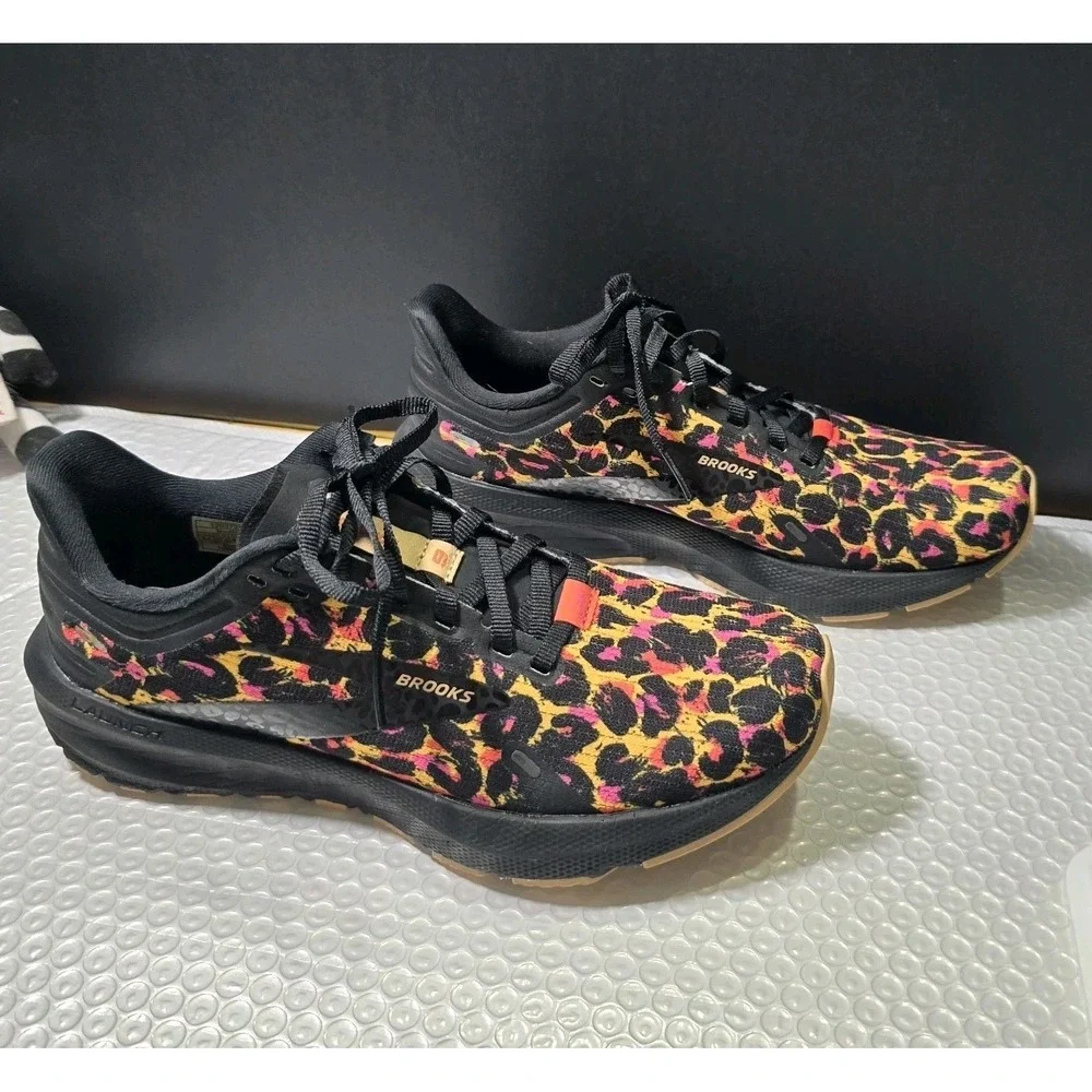 Brooks Womens Launch 9 Running Shoes 6.5 Leopard Print